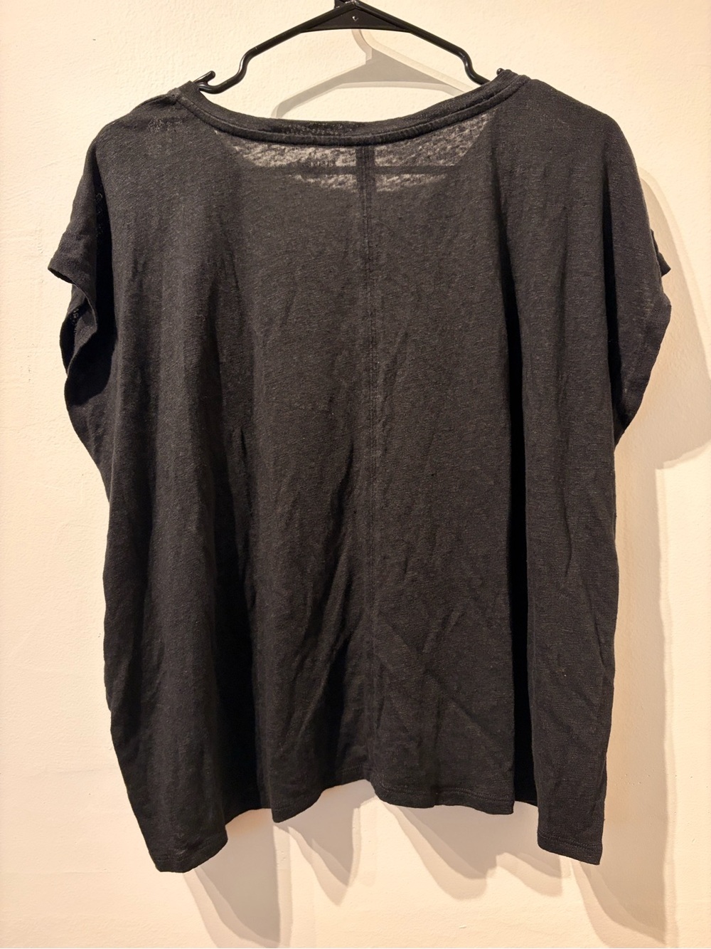 Eileen Fisher Organic Linen Jersey V-Neck Tee Black Size Medium - Picture 5 of 5